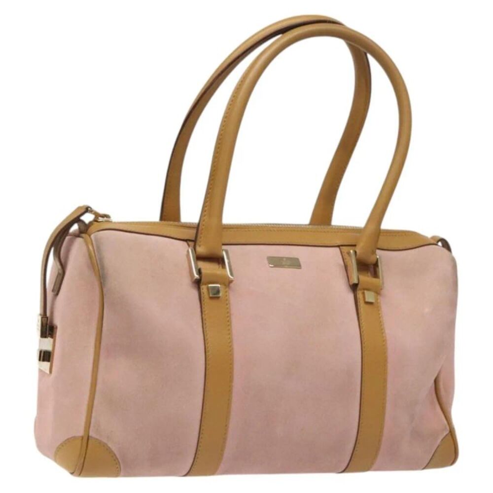 Gucci Vintage Canvas Pink Suede Handbag